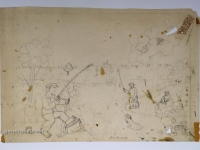 Josip Generalić, 1980, Ribolov (Fishing), olovka na papiru (pencil on paper), 42x62 cm – Cijena na upit (Price on request)