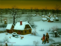 Josip Generalić, 1982, Bor za Božić (A tree for Christmas), ulje na staklu (oil on glass)