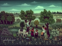 Josip Generalić, 1984, Odmor u polju (Resting in the field), ulje na staklu (oil on glass)