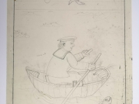 Josip Generalić, 1988, Mornar (Sailor), olovka na papiru (pencil on paper), 61×41 cm – Cijena na upit (Price on request)