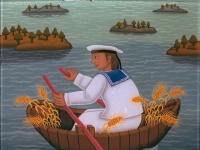 Josip Generalić, 1988, Mornar (Sailor), ulje na staklu (oil on glass)