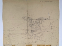 Josip Generalić, 1990, Sova (Night owl), olovka na papiru (pencil on paper), 53×61 cm – Cijena na upit (Price on request)