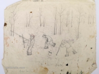 Josip Generalić, 1991, Tri klizaca (Three skaters), olovka na papiru (pencil on paper), 36x43 cm – Cijena na upit (Price on request)