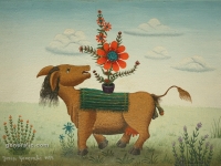 Josip Generalić, 1977, Mutant s cvijećem (Mutant with flowers), ulje na platnu (oil on canvas), 30×42 cm