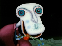 Josip Generalic, 1978, Bjeloglavi monstrum (White head monster), ulje na staklu (oil on glass), 60x55 cm