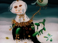 Josip Generalić, 1979, Lutkine škude (Puppets' coins), ulje na staklu (oil on glass)
