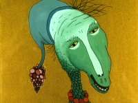 Josip Generalic, 1979, Zelenoglavi (Greenheaded), ulje na staklu (oil on glass)