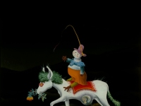 Josip Generalic, 1980, Trudna mula i lutka (Pregnant mule and a doll), ulje na staklu (oil on glass), 70x50 cm