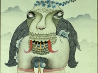 Josip Generalić, 1983, Grdoba s miševima (Ugliness with mice), akvarel (watercolour), 90x70 cm