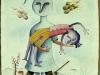 Josip Generalic, 1983, Puppets with fish, watercolour