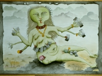 Josip Generalic, 1984, Pohlepnica (Gold digger), akvarel (watercolour)