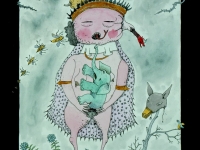Josip Generalić, 1984, Vražja mlada (Devil's bride), svilotisak (silkscreen)