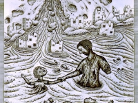 Josip Generalic, 1985, Vulcan Nevado de Ruiz, ugljen na papiru (charcoal on paper), 100x70 cm