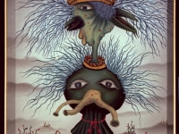 Josip Generalić, 1986, Dvoglavo čudovište (Two-headed monster), ulje na staklu (oil on glass)