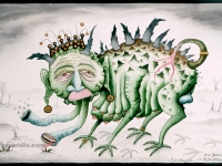 Josip Generalic, 1986, Einsteinov Mutantohomoid (Einstein's Mutanthomoid), akvarel (watercolour)