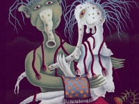 Josip Generalic, 1986, Ljubav monstruma (Monster's love), ulje na staklu (oil on glass)