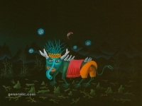 Josip Generalic, 1986, Plavi monstrum (Blue monster), ulje na staklu (oil on glass)