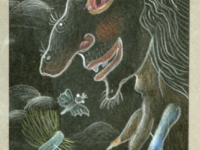 Josip Generalić, 2003, Vještica (A witch), pastel, 16x9 cm