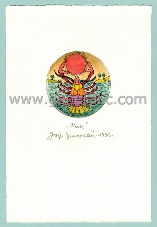Josip Generalic, JG-H02-10, Zodiac - Cancer, water-coloured etching, 20x13 cm Ø 6 cm, 1992 - 100 eur