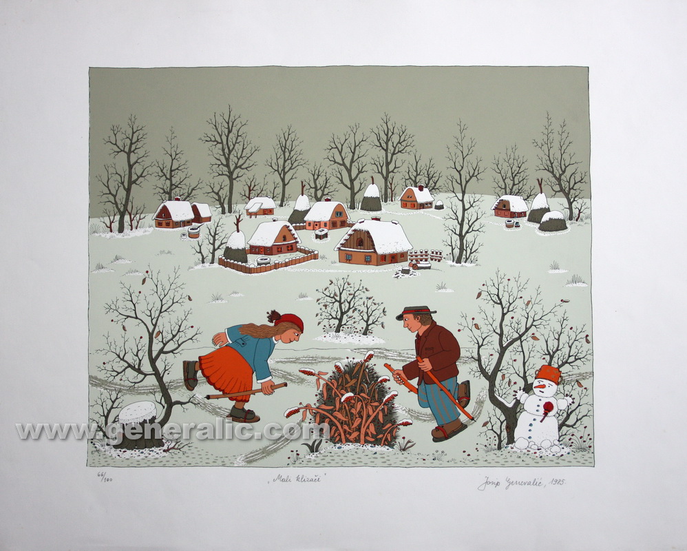 Josip Generalic JG-R02-01 Mali klizaèi Little skaters serigraph in colour 50x70 cm 36x45 cm 1985 =250,00 EUR