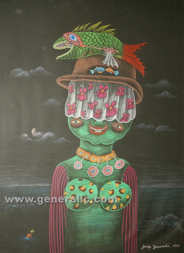 Josip Generalic, 1997, Green monster, 64x47cm, pastel, 500 eur