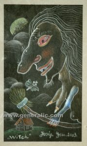 Josip Generalic, 2003, A witch, 16x9cm, pastel, 100 eur