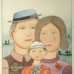 Josip Generalić, 1999, Obitelj (A family), akvarel (watercolour), 54×40 cm – 300 eur
