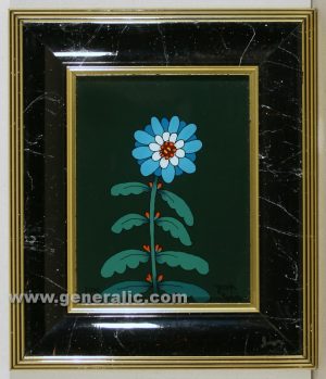 Josip Generalic, 2000, Blue flower, oil on glass, 16×12 cm - Price 2.000 eur
