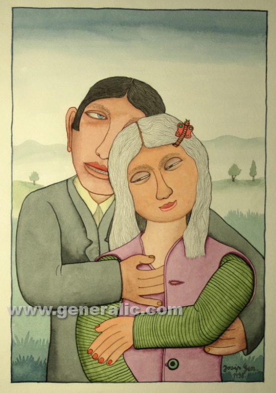 Josip Generalic, Couple in love, watercolour, 1998, 46x32 cm