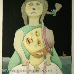 Josip Generalić, 1999, Dominantna kućanica (Dominant housewife), akvarel (watercolour), 79×53 cm – 300 eur