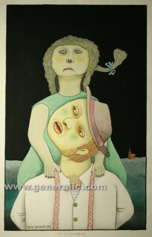 Josip Generalic, Dominant housewife, watercolour, 1999, 69x43 cm