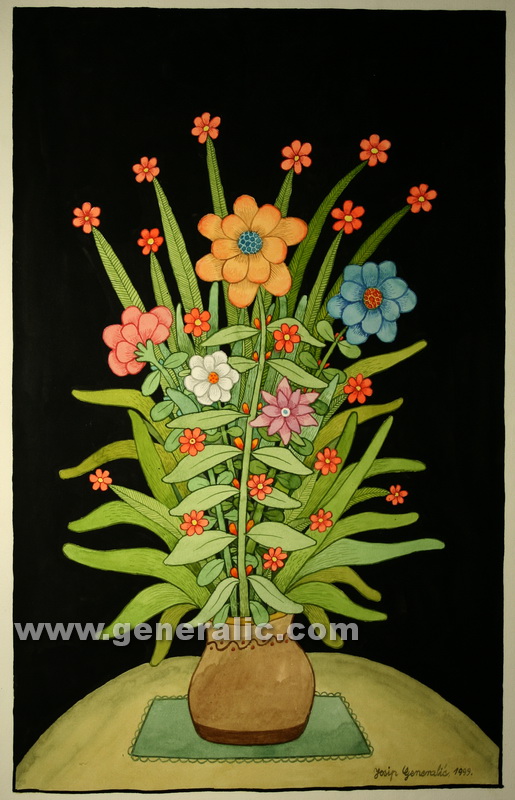 Josip Generalic, Flowers, watercolour, 1999, 69x43 cm