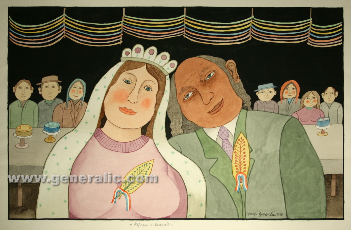 Josip Generalic, Lovely bride, watercolour, 1999, 43x69 cm