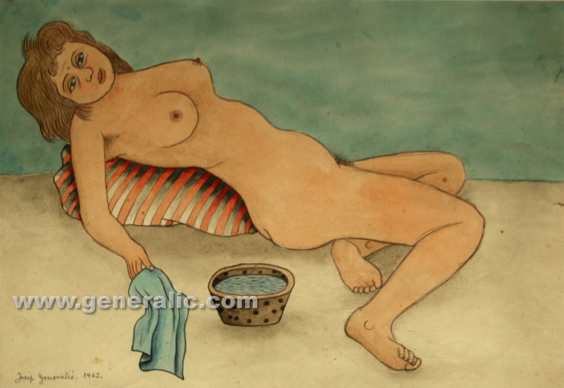 Josip Generalic, Nude female, watercolour, 1962, 27x39 cm