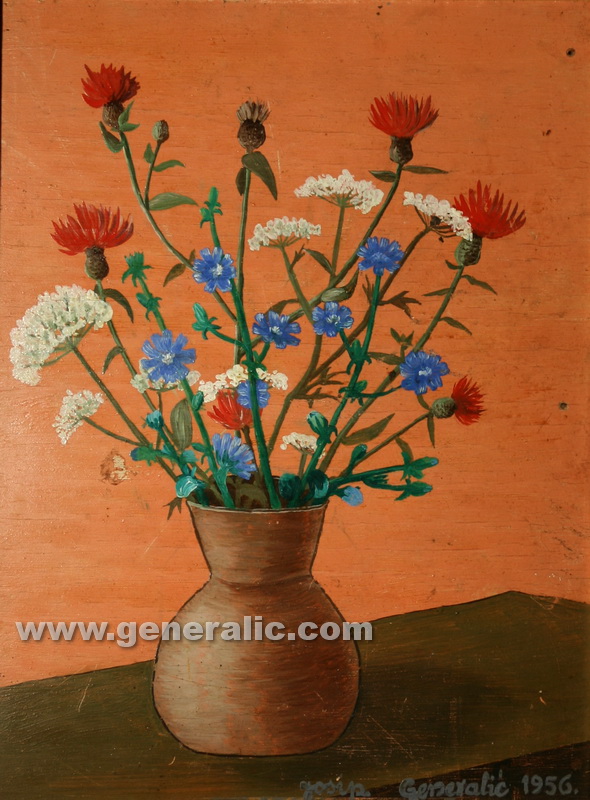 Josip Generalic, 1956, oil on canvas, Flowers, 36x28 cm - Price 10.000 eur