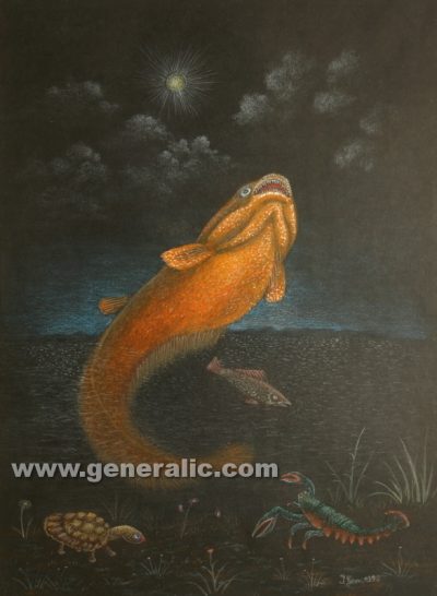 Ivan Generalic, Catfish (Som), 1992, pastel on paper, 50x36 cm - Price on request