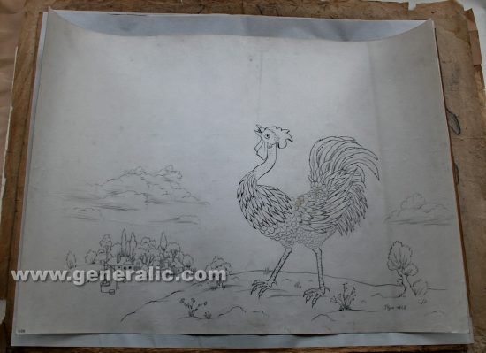 Ivan Generalic, Rooster, pencil on paper, 1968, 71x100 cm, 1968