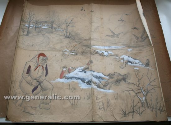 Ivan Generalic, Tears over dead men, pencil on paper, 112x132 cm