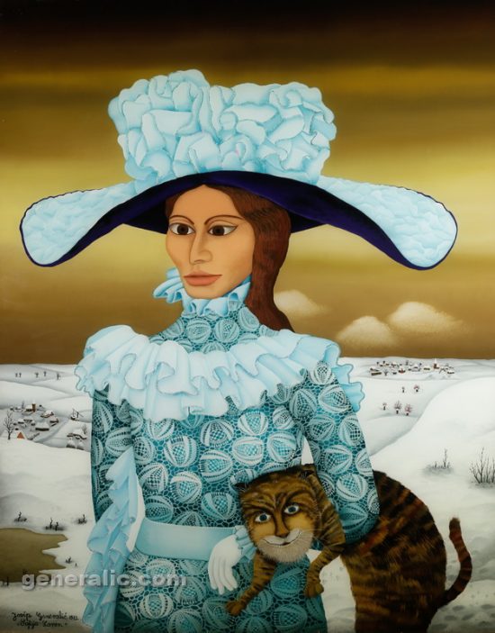 Josip Generalic, Sophia Loren (Sofija Loren), oil on glass 150×120cm, 1973