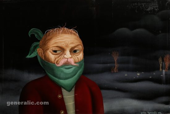 Josip Generalic, Toothache (Zubobolja), oil on glass, 60x90cm, 1976
