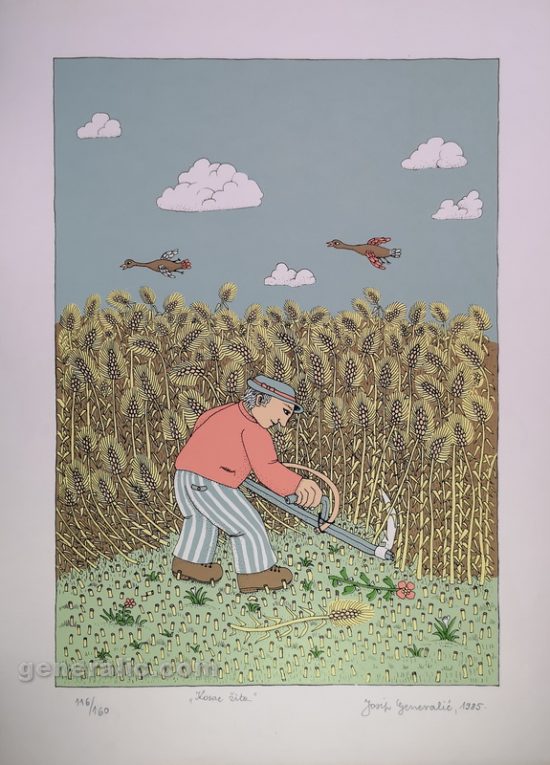 Josip Generalic, JG-S04-01(8), Mowing a hay, silkscreen, 47x34 cm 38x27 cm, 1985 - 400 eur