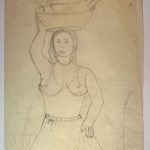 Josip Generalic, 1976, Weight lifting (side 1) - Woman with a fish (side 2), pencil, 66×38 cm - 600 eur