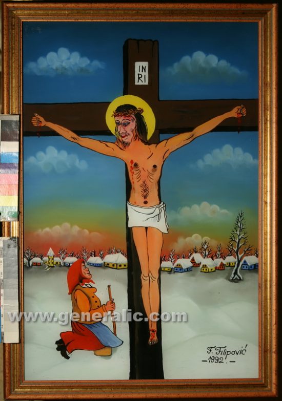 Franjo Filipović, Isus (Jesus), ulje na staklu (oil on glass), 1992, 60×40 cm – 400 eur