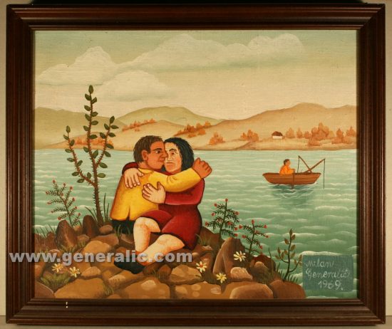 Milan Generalić, Ljubavnici (Lovers), ulje na platnu (oil on canvas), 30x25 cm, 1969 - 300 eur