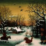 Ivan Generalić, 1964, Starac i puran (Old man and a turkey), ulje na staklu (oil on glass)