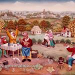Ivan Generalić, 1970, Zabava (A party), ulje na staklu (oil on glass), 70x100 cm