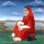 Ivan Generalić, 1974, Romkinja u crvenom (Gipsy woman in red), ulje na staklu (oil on glass), 120x100 cm