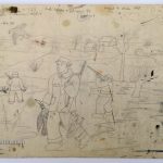 Josip Generalić, 1963, Lovci (Hunters), olovka na papiru (pencil on paper), 28x39 cm
