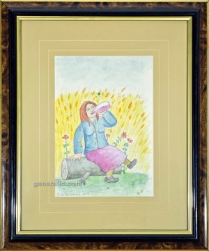 Josip Generalić, 1977, Žena pije (Woman is drinking), akvarel (watercolour), 24×18 cm – 200 eur